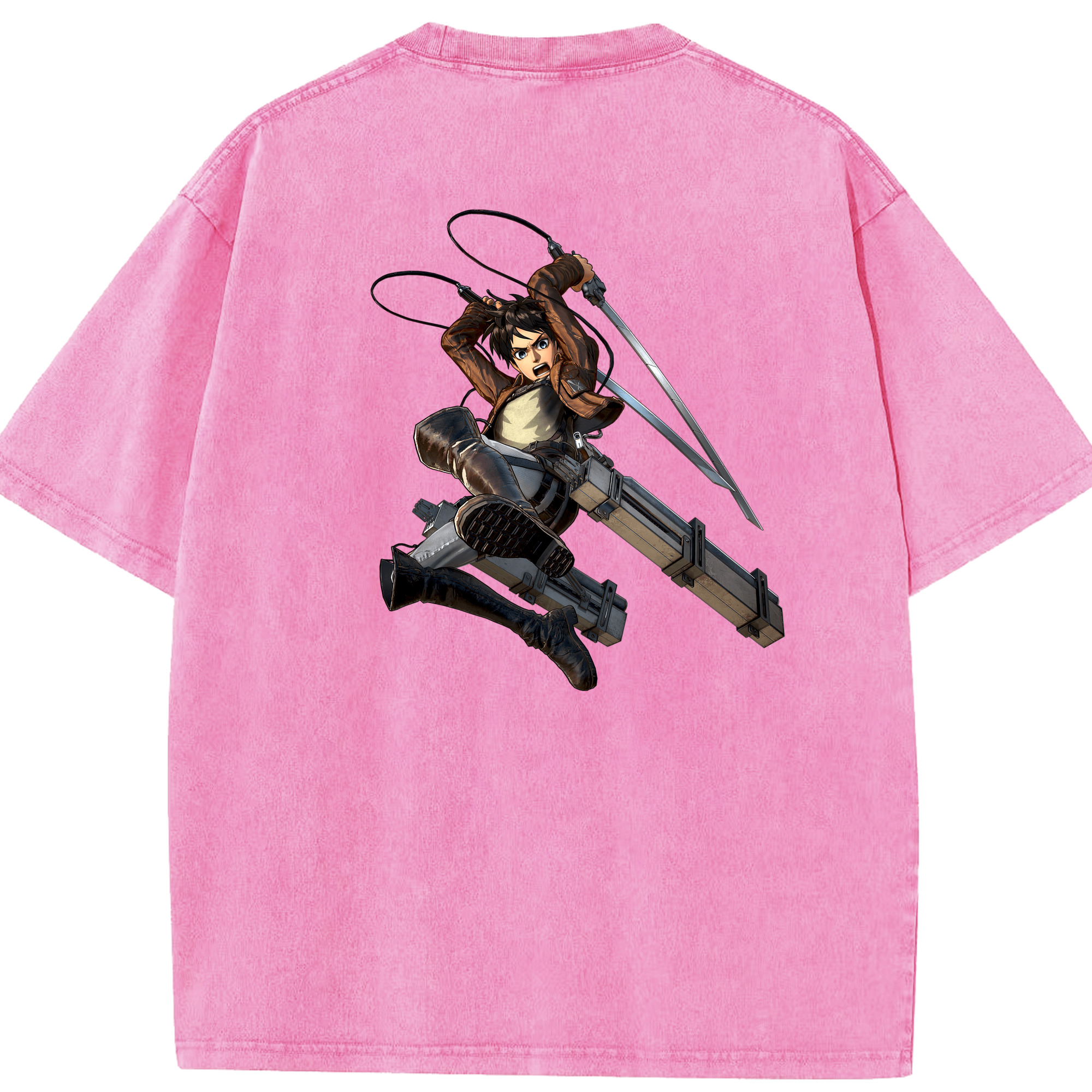 （画像用） 進撃の巨人 エレン･イェーガー Attack on Titan Eren Jäger 綿100% ヴィンテージ風 半袖Tシャツ（背面プリント）